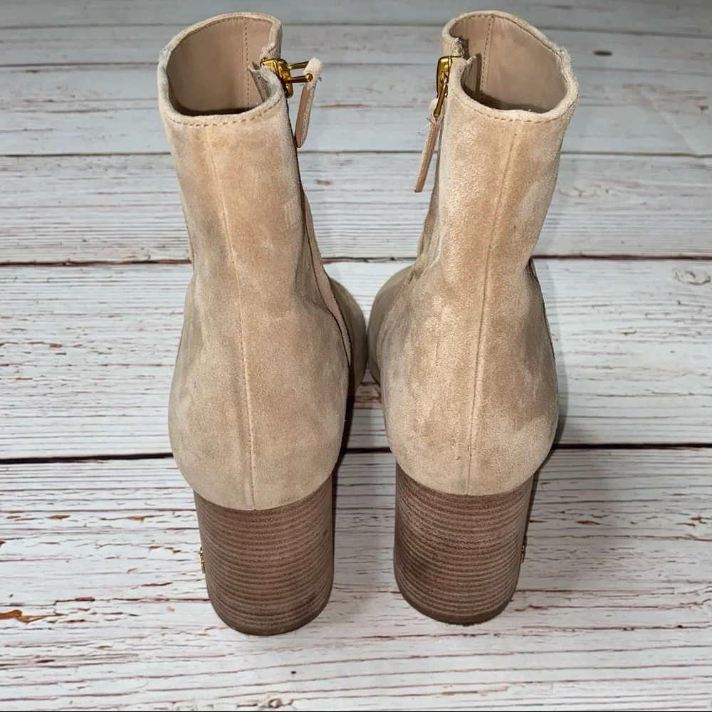 Tory Burch Brooke Ankle Bootie in Beige Suede Sz 10